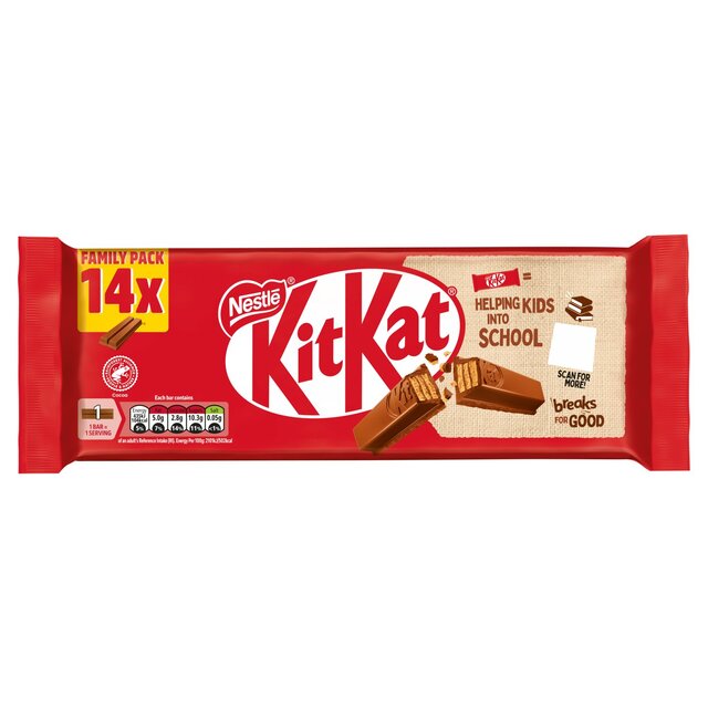 Barra de galleta de chocolate con leche para 2 dedos KitKat 14 x 20,7 g 