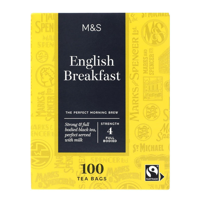 أكياس شاي الإفطار الإنجليزي من M&S Fairtrade، 100 كيس في كل عبوة