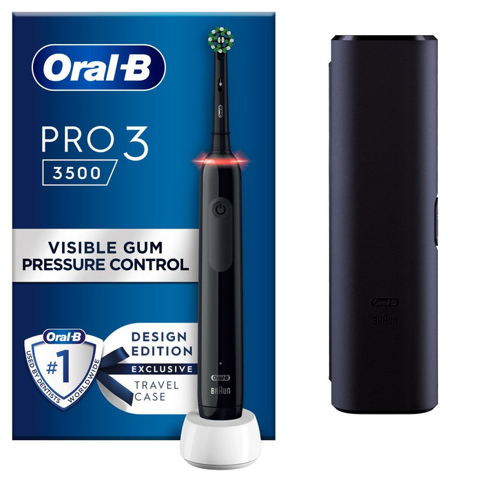 Brosse à dents électrique Oral-B Pro 3 3500 Black Cross Action (+ étui de voyage)