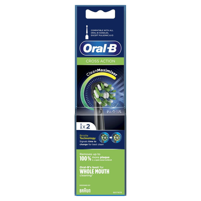 Oral B Crossaction Toothbrush Heads Black 2 per pack