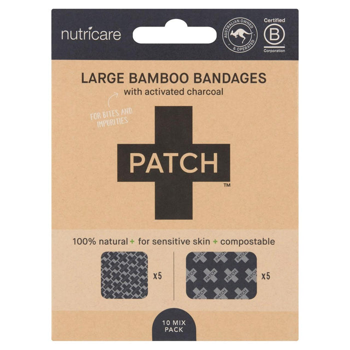 Patch Bamboo Sensitive Plâtres Activé du charbon de bois Large 10 par pack