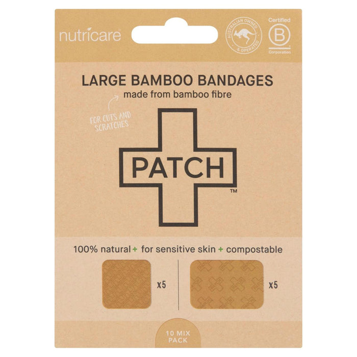 Patch Pan y sensibles al bambú Natural grande 10 por paquete