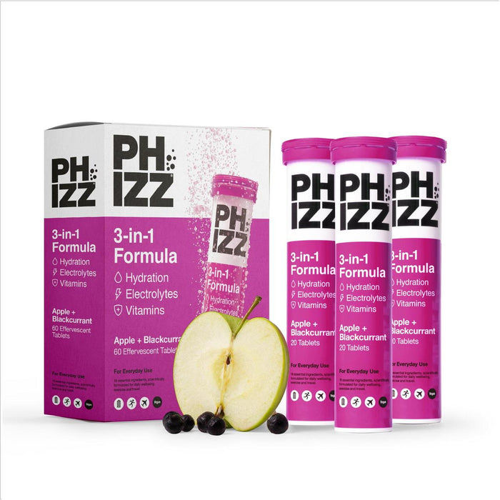 Phizz Apple & Brackcurrant Multivitamin Hydratation & Electrolyte Comprimés 60 par pack