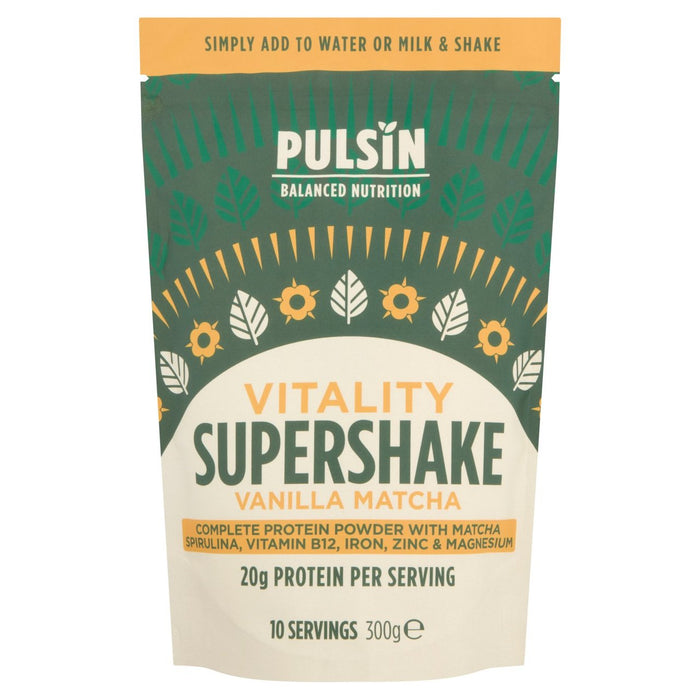 Pulsin -Vitalität Vanille -Matcha -Supershake -Proteinpulver 300 g