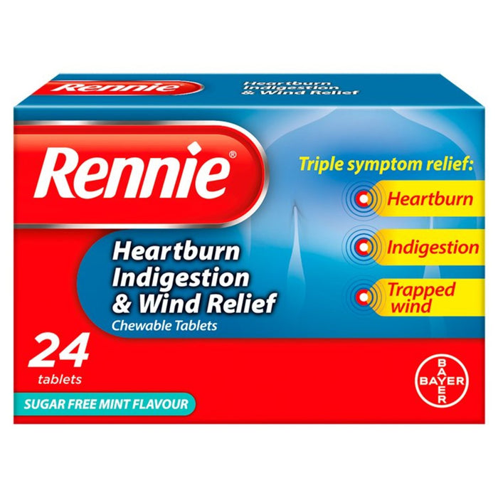 Rennie Heartburn Indigestion & Wind Relief tabletas 24 por paquete