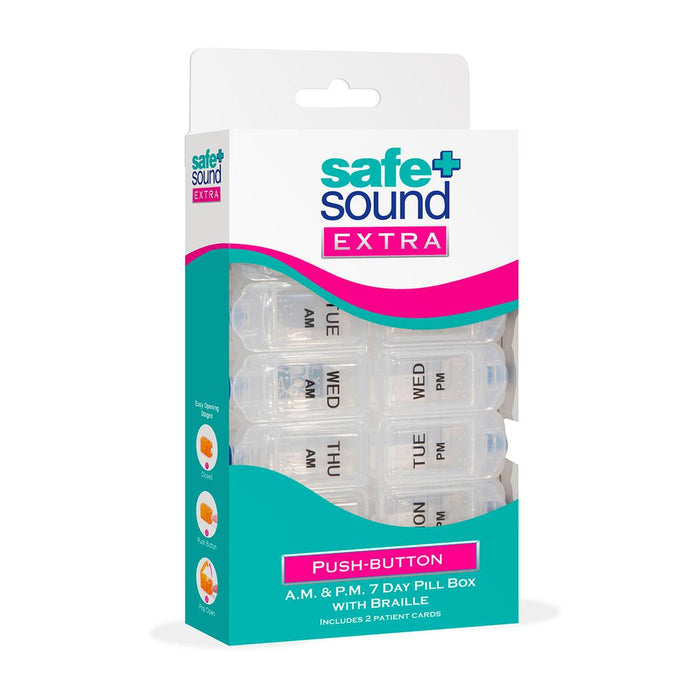 Safe & Sound AM/PM Botón de botón Push de 7 días