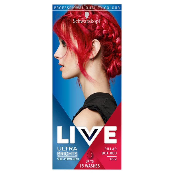 Schwarzkopf Boîte à pilier live rouge 92 Ultra Brights Red Semi perm Dye