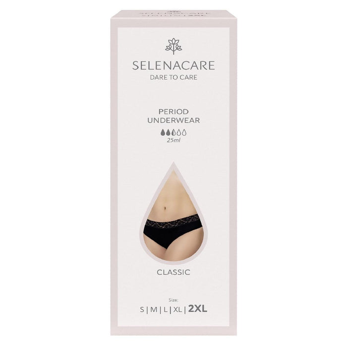 Selenacare Menstrual Undies Classic Black Size 2XL