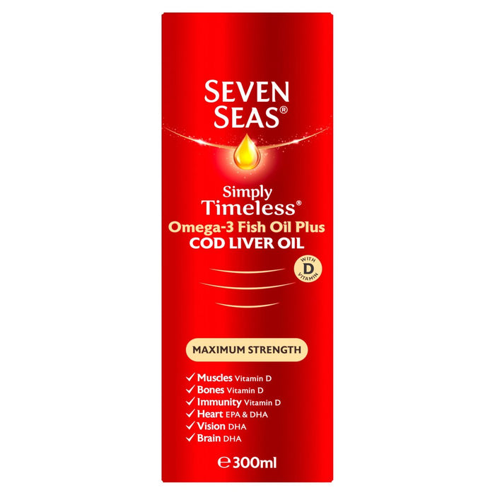 Seven Seas Cod Liver Oil Plus Omega-3 Maximum Strength Liquid 300ml