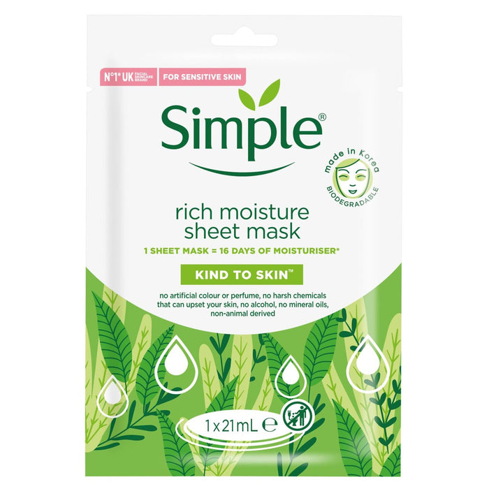 Masque de feuille d'humidité riche simple