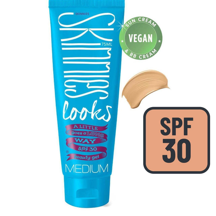 Skinnies sieht getönt aus, SPF 30 mittelgroße BB -Creme vegan 75ml