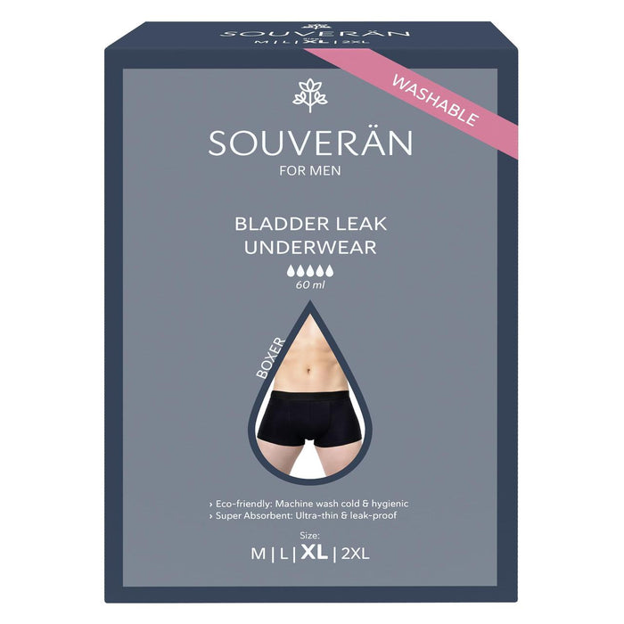 Souveran Boxer for Men (Bladder Leak) Black Size XL