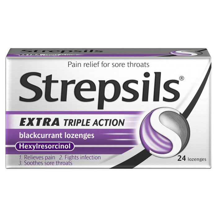 Estrepsils TRIPLE ACCIÓN TRIPLE COMENTES DE CORRIENTA NEGRA PARA LOS PROBLEMENTES 24 por paquete