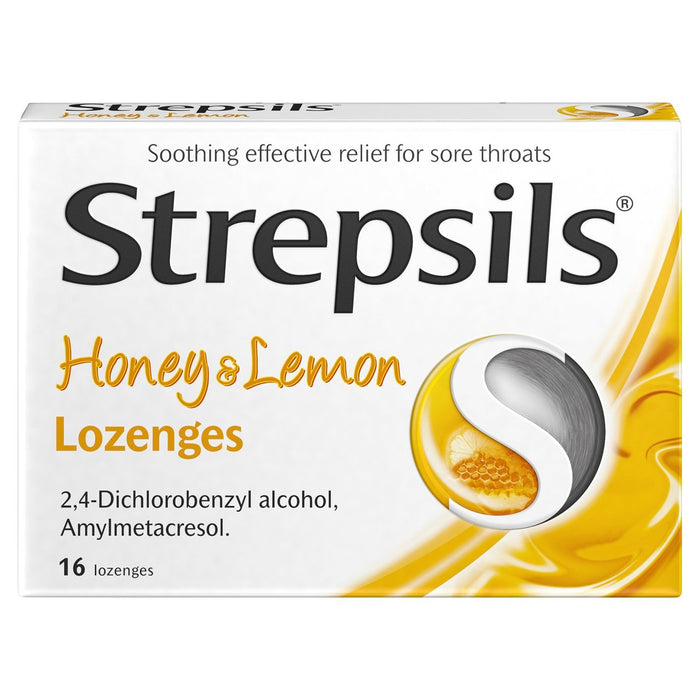 Strepsils Honey & Lemon Lezes pour maux de gorge 16 par paquet