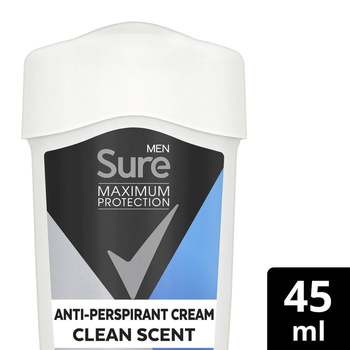 Sure Men Maximum Protection Clean Scent Cream Anti Perspirant Deodorant 45ml