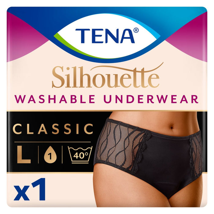 Tena Lady Silhouette waschbarer Inkontinenz Unterwäsche Schwarz Größe L.