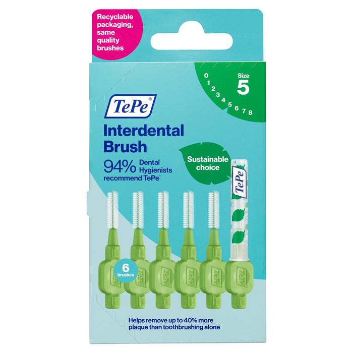 Pinceles verdes interdentales Tepe 0.8 mm 6 por paquete