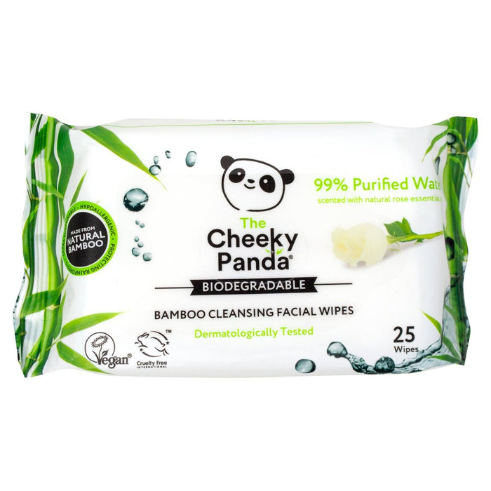 The Cheeky Panda Bamboo Facial Cleansing Wipes Rose Scented 25 per pack