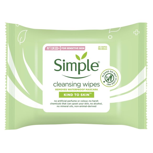 Simple au visage nettoyant pour la peau Wipes 25 par paquet