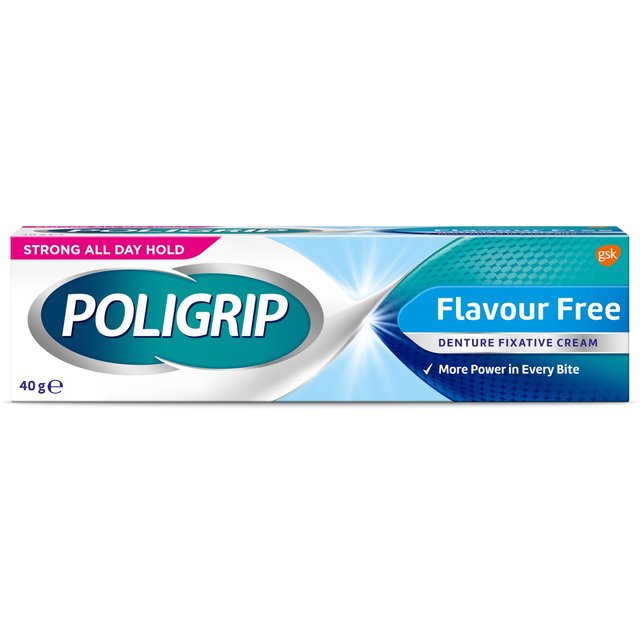 Poligrip Flavour sans prothèse fixative Faux dents Adhésif 40G