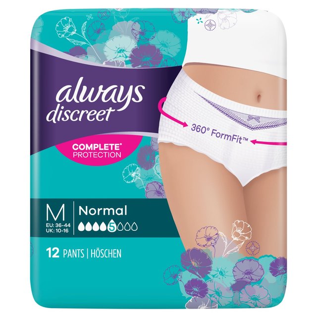 Always Discreet Incontinence Pants Medium 12 per pack