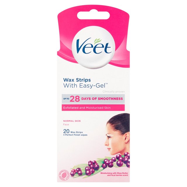 Veet Wax Strips Face para piel normal 20 por paquete 