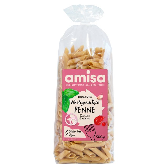 AMISA Organic Gluten Free Rice Penne WholeGrain 500G