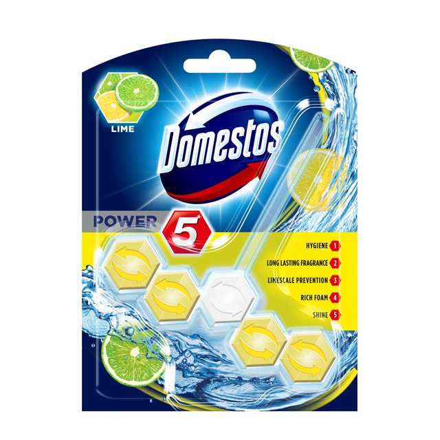 Domestos Power 5 Toilet Rim Block Lime