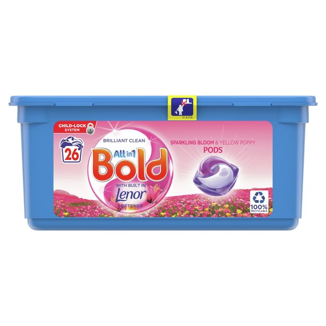 Pobines tout-en-1 audacieuses Capsules de lavage Bloom scintillant et pavot 26 lavages