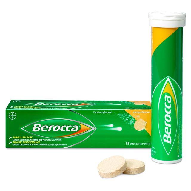 Berocca Mango Energy Vitamin tabletas 15 por paquete