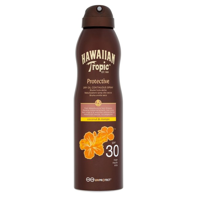 Hawaiian Tropic SPF 30 Huile sèche protectrice Huile de pulvérisation de soleil continu 180 ml