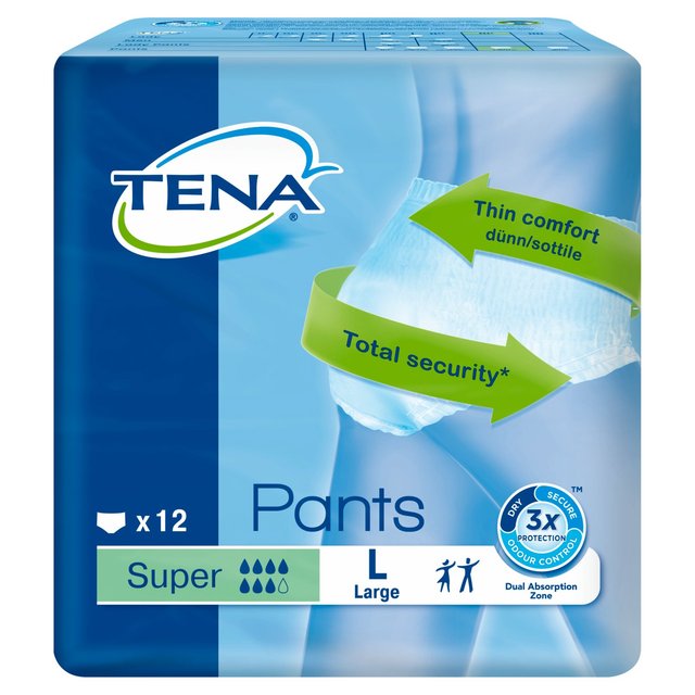 Pantalones de incontinencia de Tena Unisex Tamaño súper grande 12 por paquete