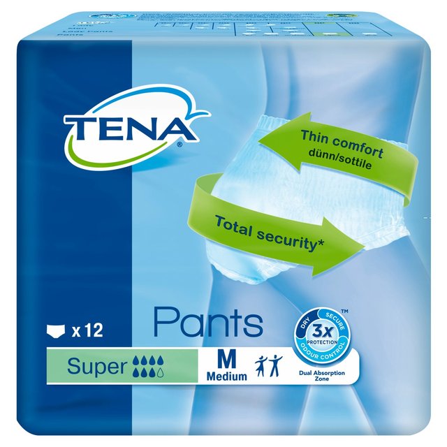 Tena Unisex Inkontinenzhosen Super mittelgroßer Größe 12 pro Pack