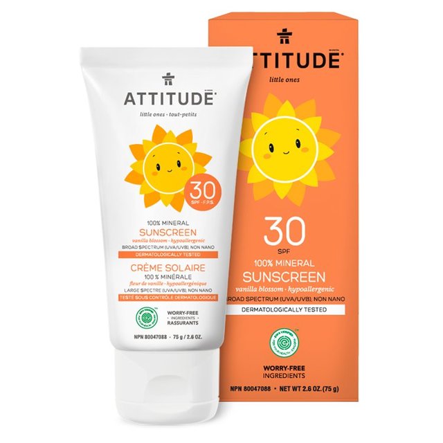 Attitude spf 30 petits 100% minéral cran à cran de vanille de vanille 64 ml