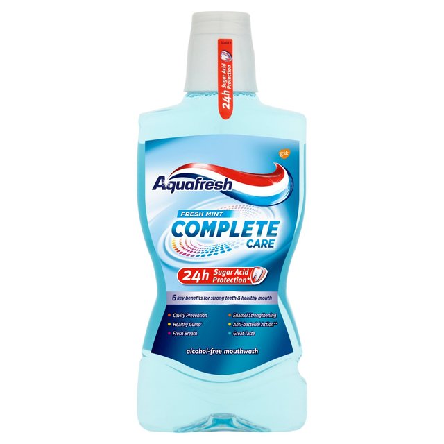 Aquafresh Mundwasser komplett Pflege Alkohol kostenlos frische Minze 500 ml