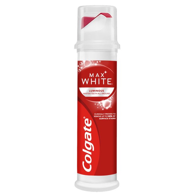 Colgate Max Bomba de pasta de dientes luminosa blanca blanca White 100 ml