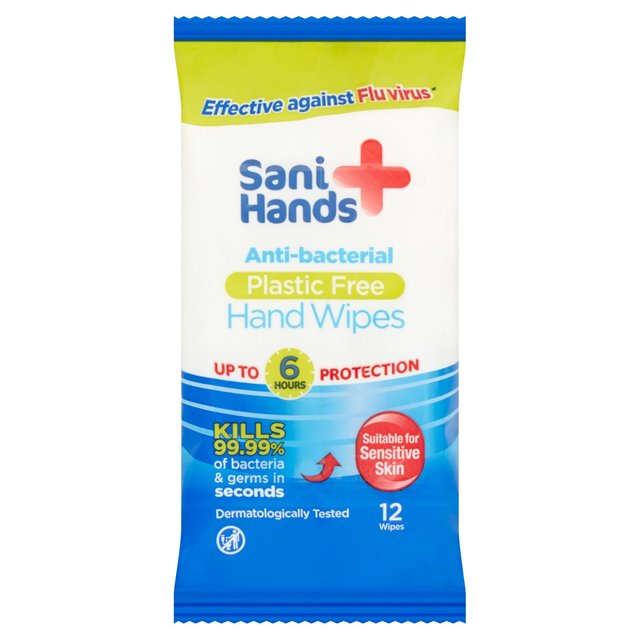 Sani Hands Anti-Bacterial Hand Wipes 12 per pack