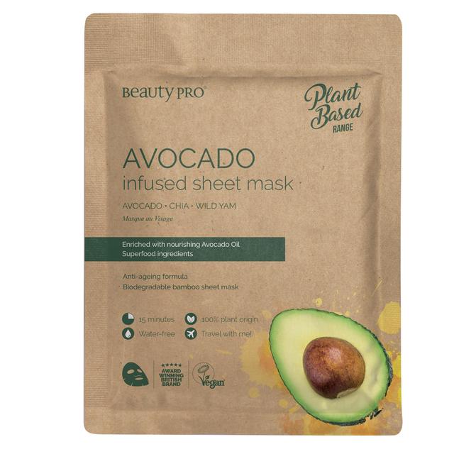 Máscara de hoja infundida con aguacate a base de planta de beautypro 22 ml