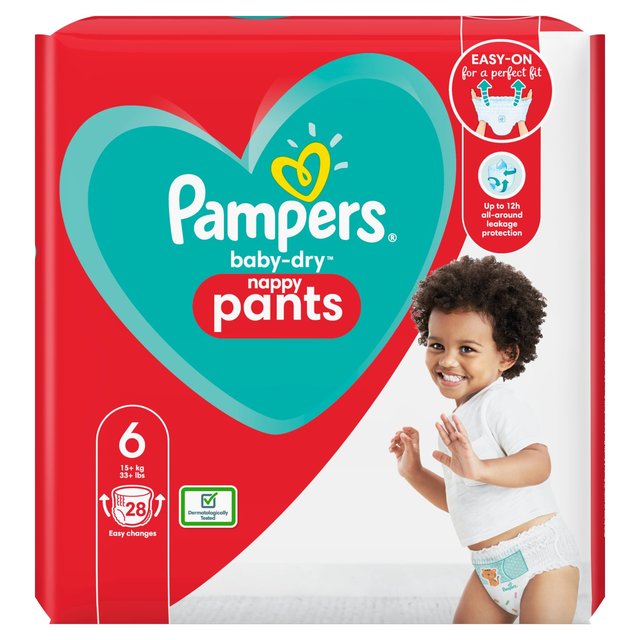 Pampers Baby Trockene Windelhosen Größe 6 Essentielle Packung 28 pro Pack