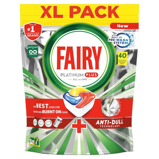 Fairy Platinum Plus All in One Lemon Dishwasher Tablets 40 per pack