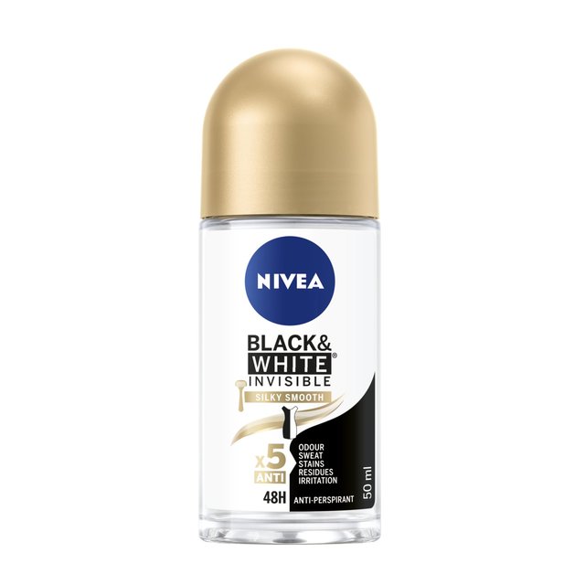 NIVEA Invisible en blanco y negro Rollo liso sedoso en desodorante 50 ml