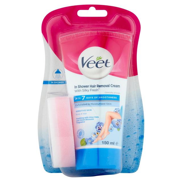 Veet In Shower Crema Depilatoria Cuerpo y Piernas para Pieles Sensibles 150ml 