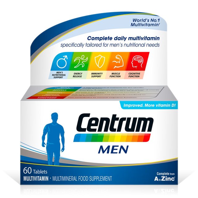 Centrum para hombres Multivitamínicos y tabletas de suplementos 60 por paquete