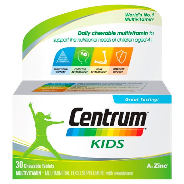 Tabletas de suplementos multivitamínicos de Centrum Kid 4 años+ 30 por paquete