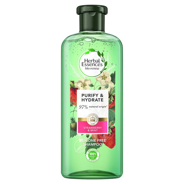 Herbal esencias bio renovar champú de menta de fresa 400ml