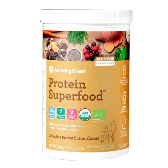 Increíble césped de chocolate con sabor a mantequilla de maní Proteína Superfood Powder 430g