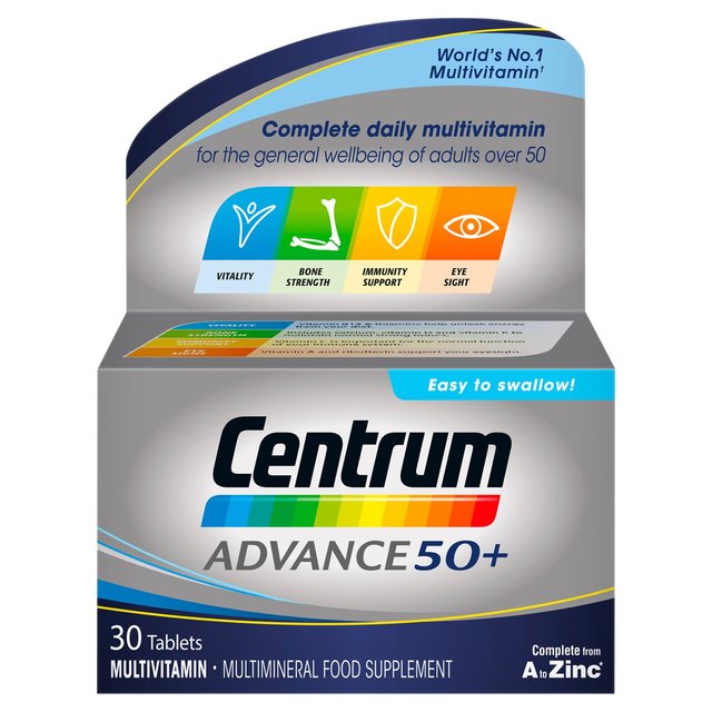 Centrum Advance 50+ Tabletas de suplementos multivitamínicos 30 por paquete