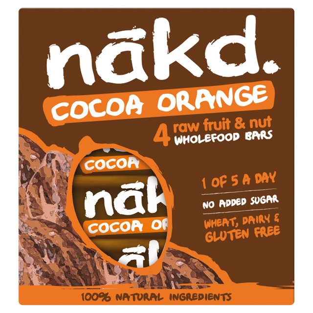 Nakd Cocoa Orange Fruit & Nut Barres 4 x 35g