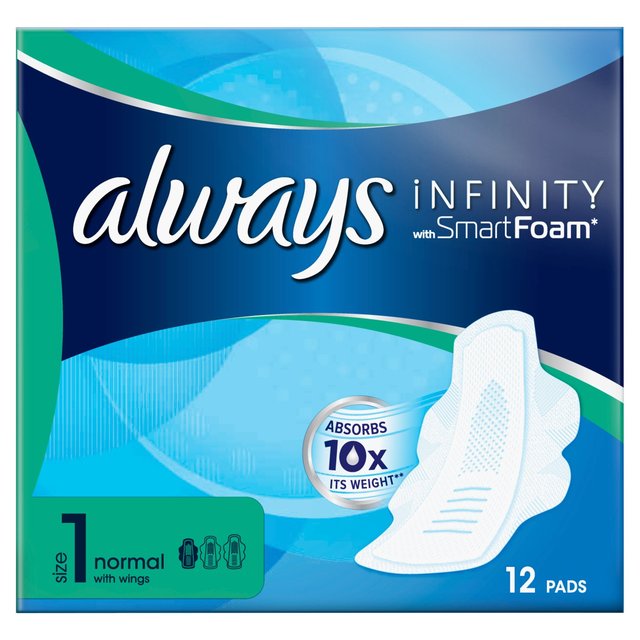 Immer sanitäre Handtücher Infinity Normal Größe 1 Flügel 12 pro Pack