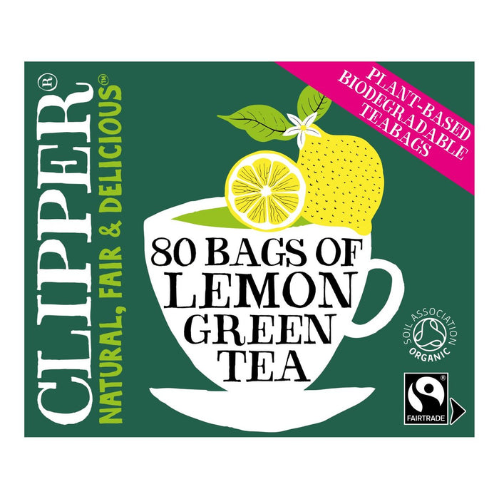 Bolsas de té verde de Fairtrade de Clipper Organic con limón 80 por paquete